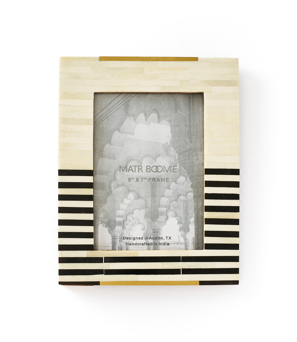 Mukhendu Stripe Black & White Bone Picture Frame (5x7)