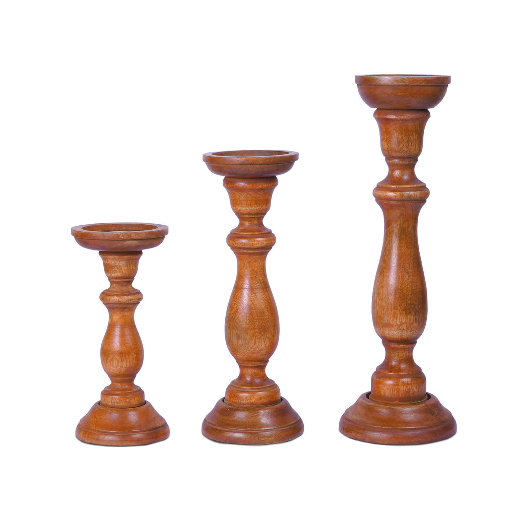 Tuli Earthy Brown Pillar Candle Holder Set