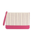 Defne Pink Calfskin & Handloomed Fabric Clutch
