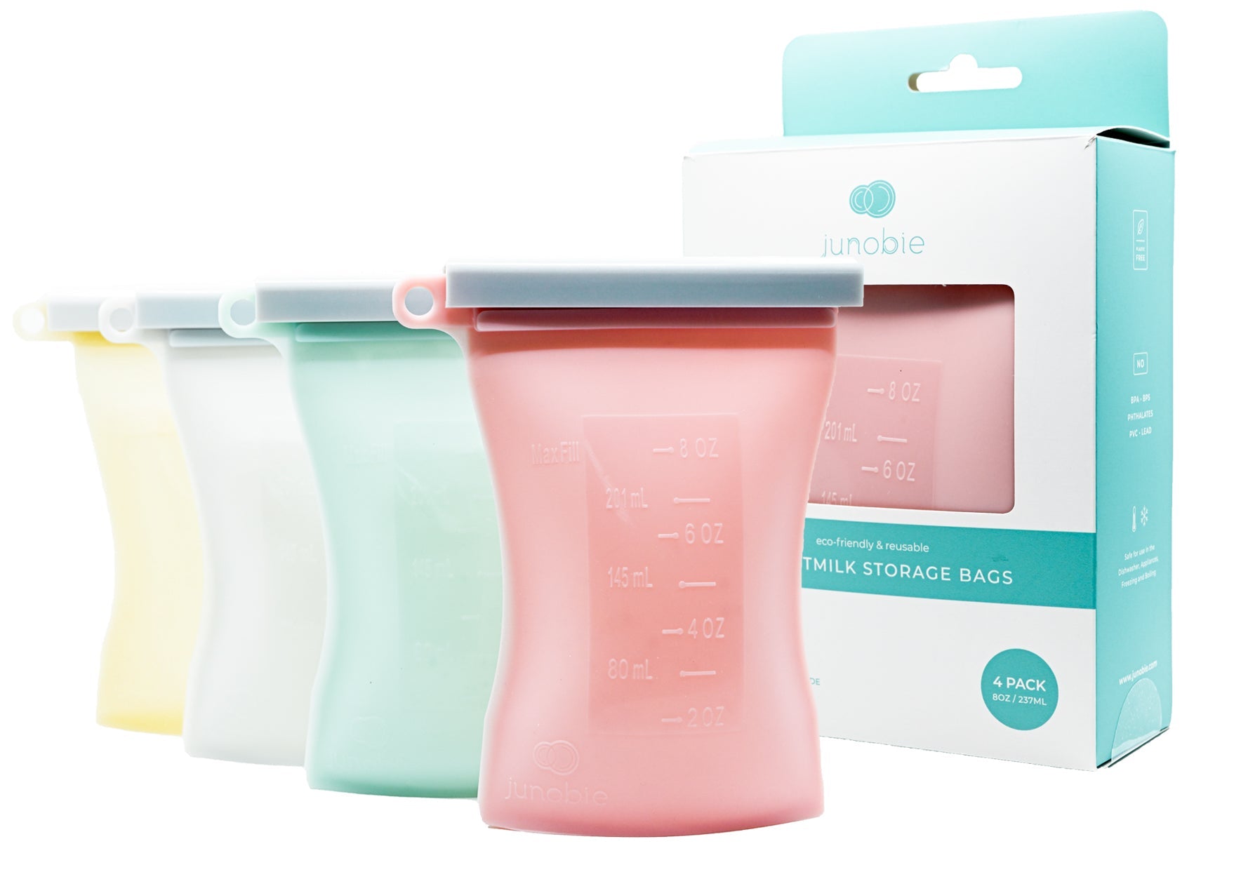 Junobie Infant/Toddler Milk & Snack Storage Bags Bundle (4 Pack)