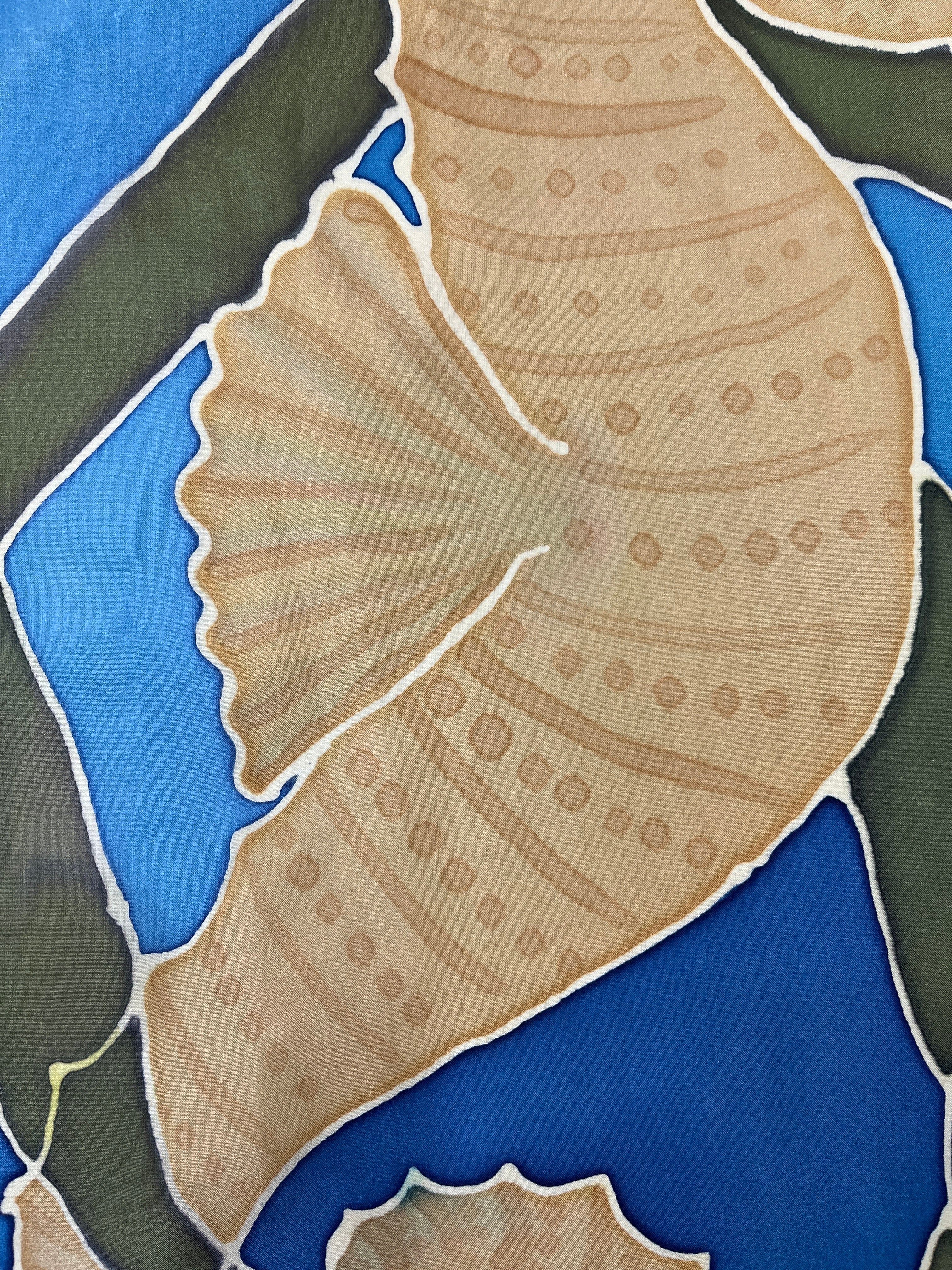 Hand-Dyed Silk Wall Hanging  - Seahorse Riding the Kelp