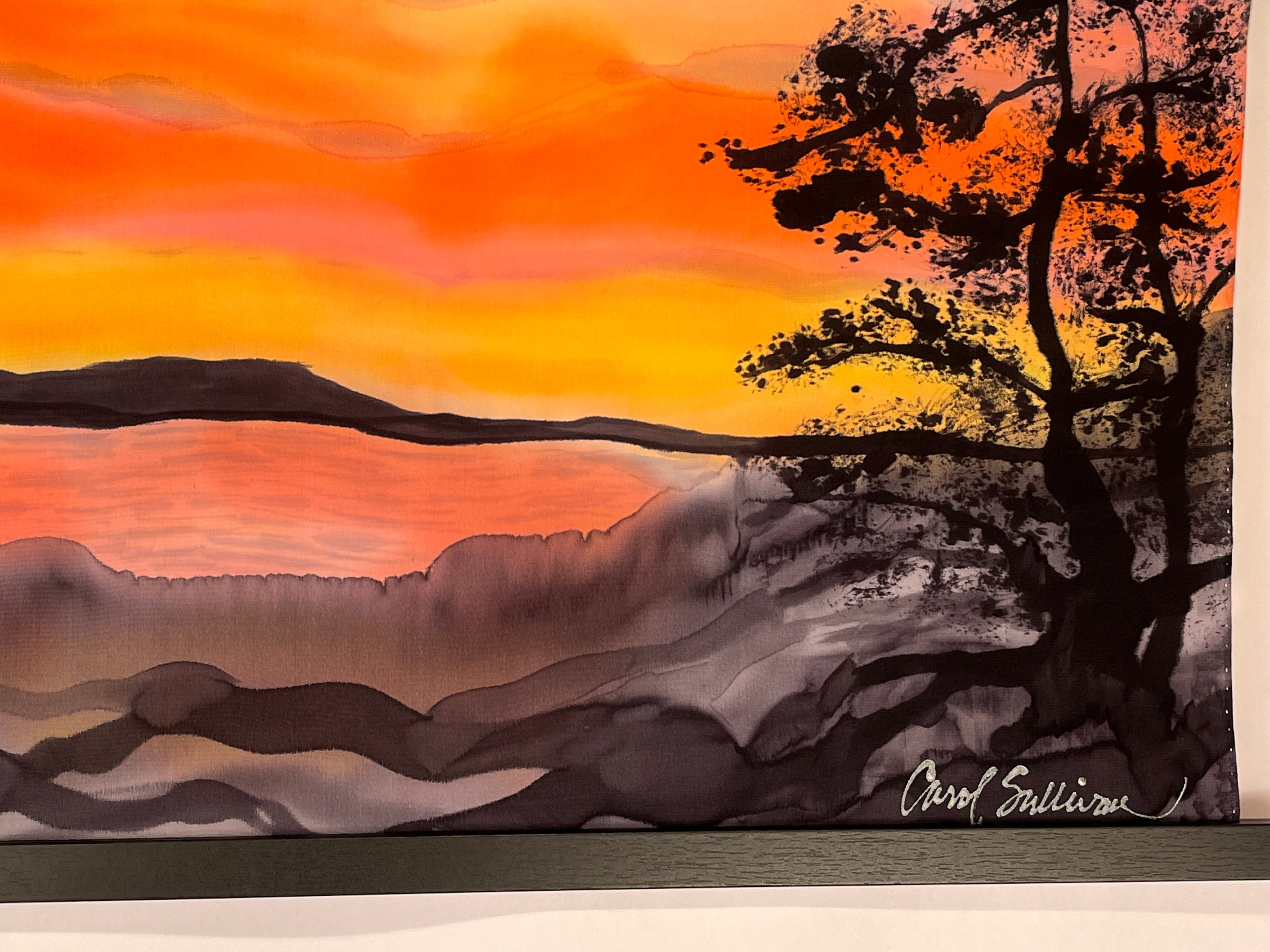 Painting on Silk - Sunset Over Penobscot Bay