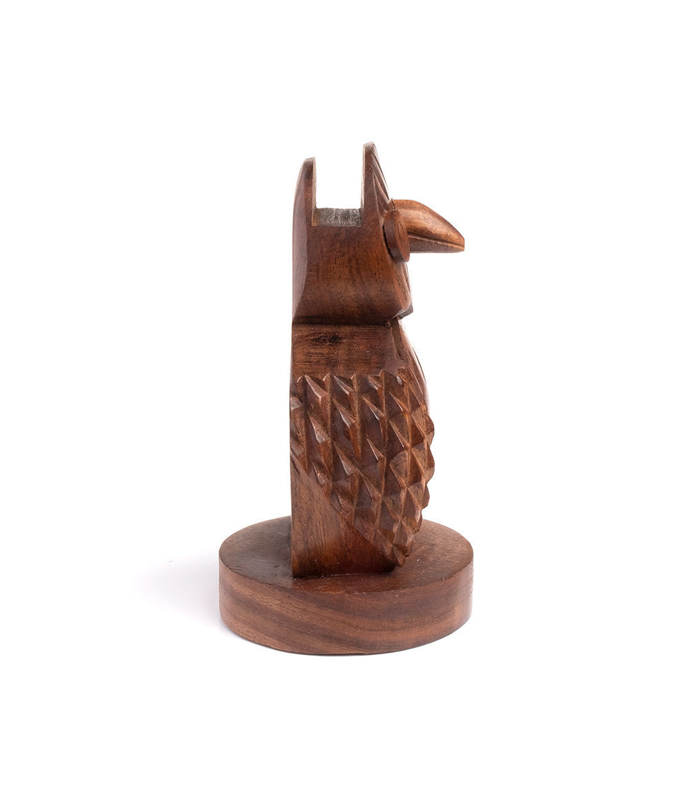 Hand-Carved Owl Eyeglass Holder Stand