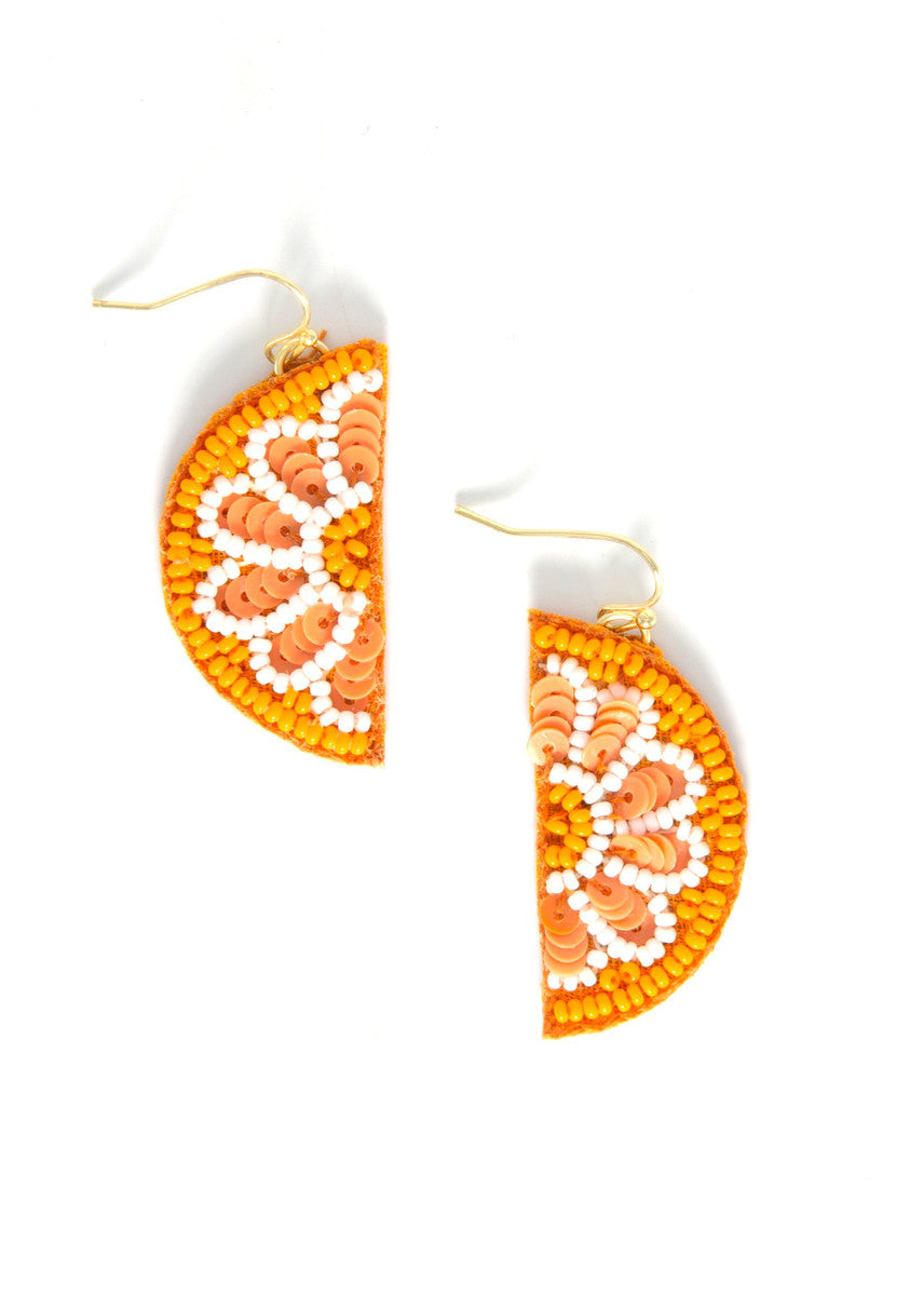 Citrus Fruit Slice Beaded Earrings (Orange or Lime)