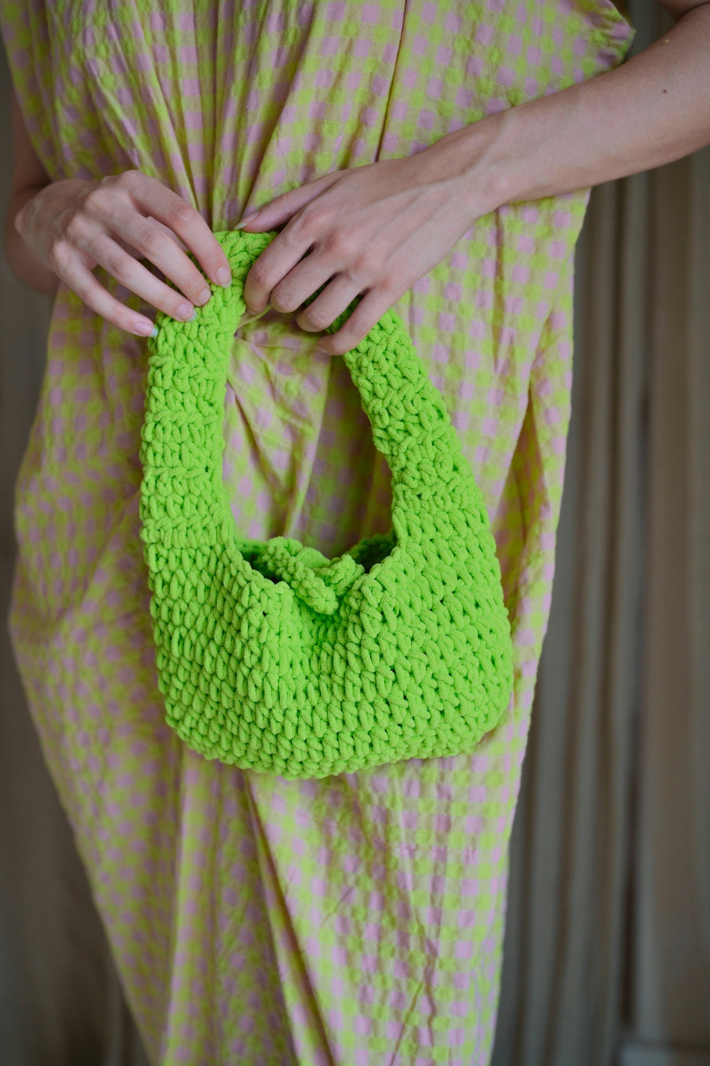 Julia Knit Clutch - Lime Green