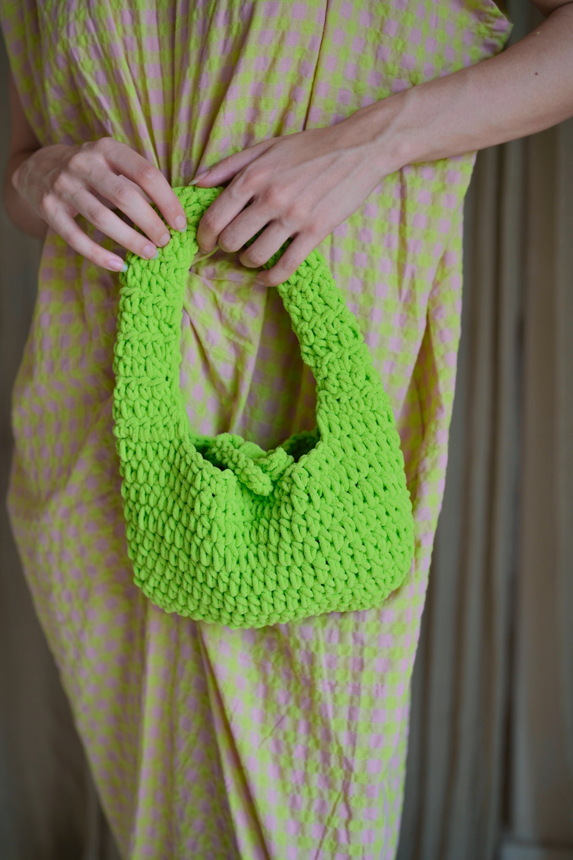 Julia Knit Clutch - Lime Green