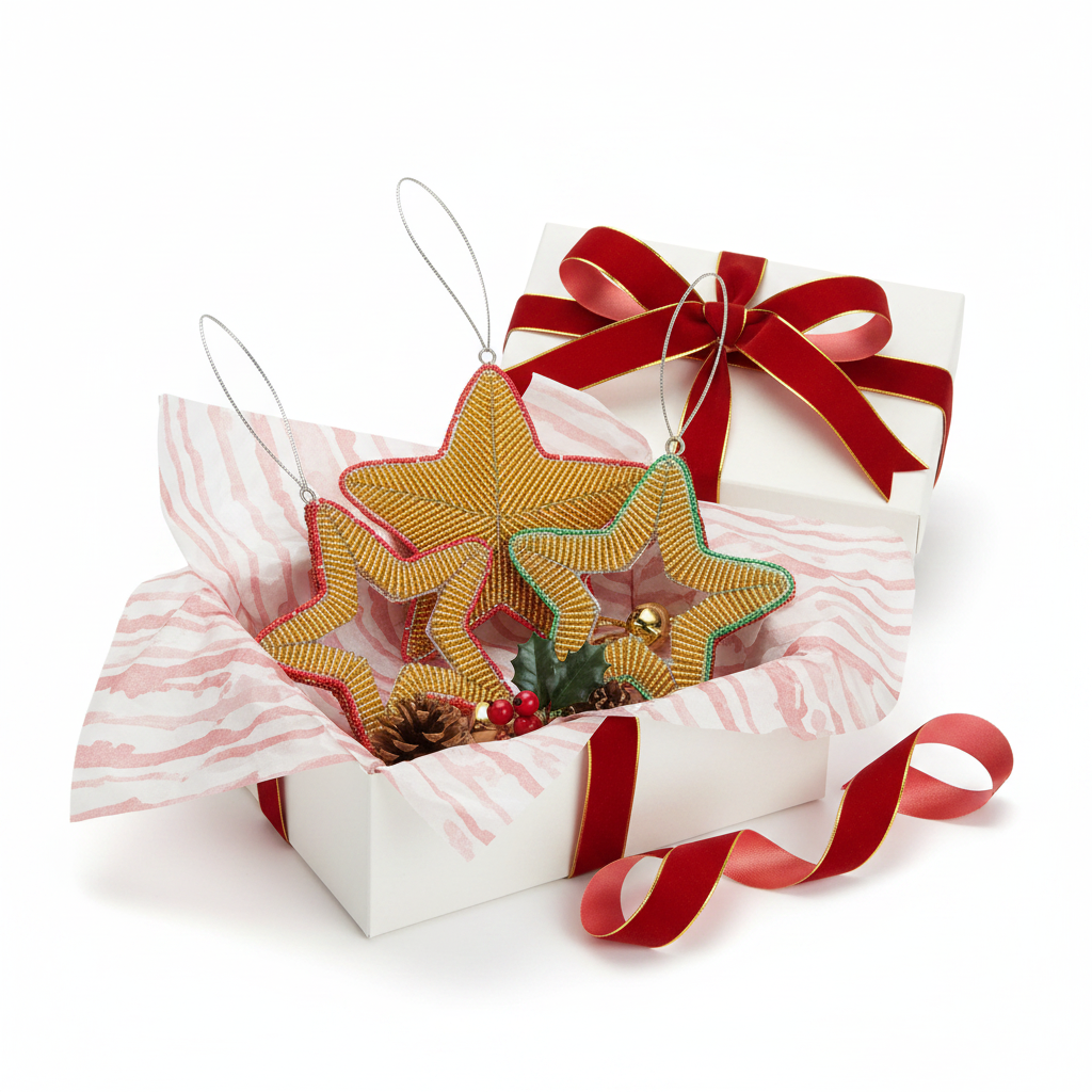 Assorted Handmade Beaded Star Ornament (Set of 3)