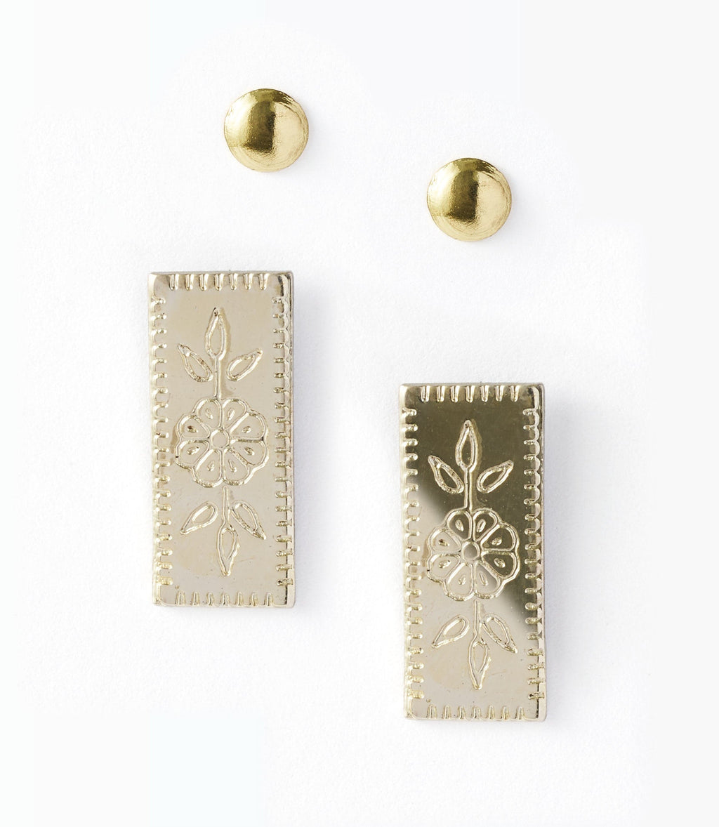 Haveli Etched Earring Set (Set of 2)