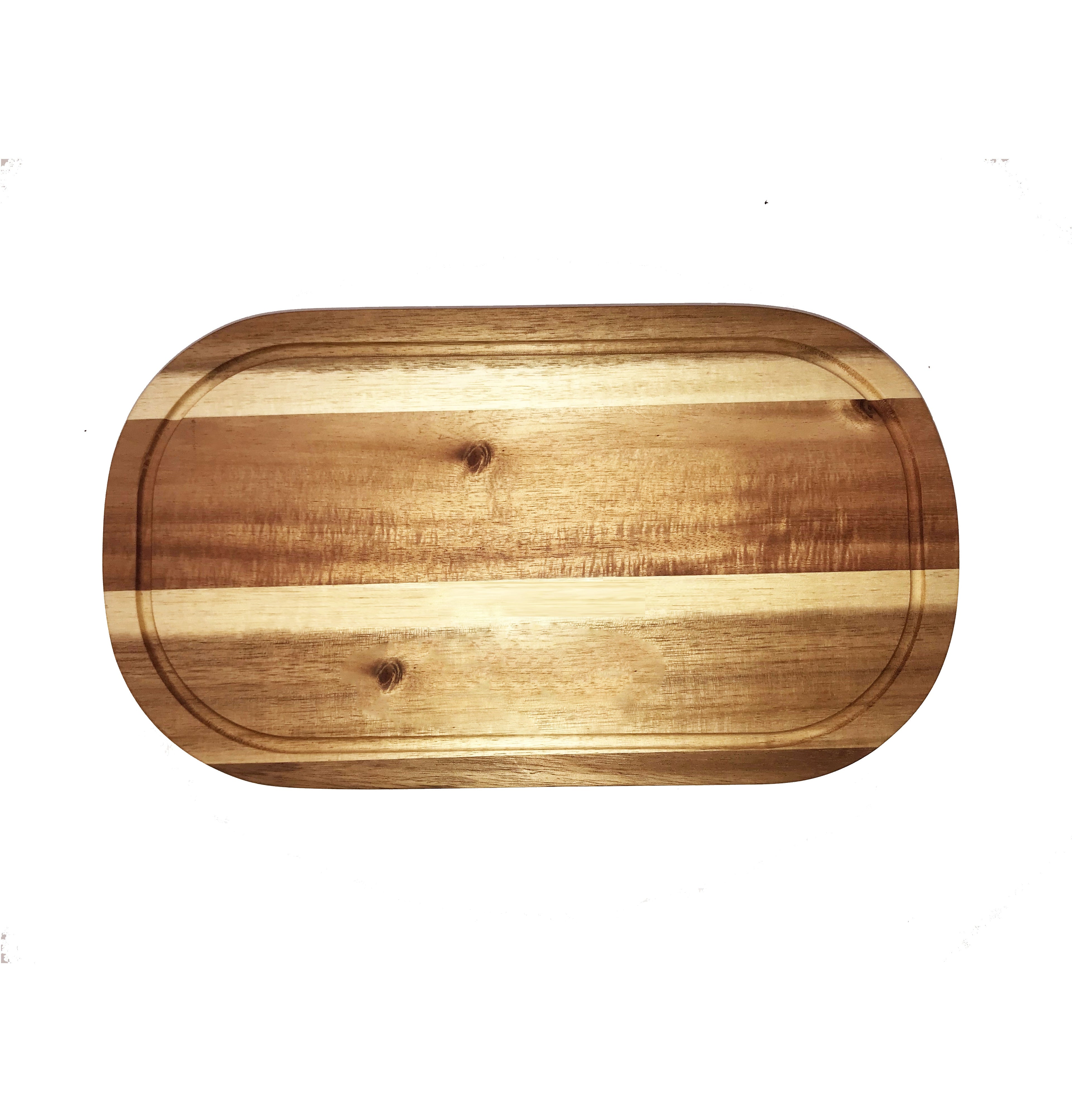 Zavis Green Acacia Wood Serving Rounded Cutting Board With Juice Groove
