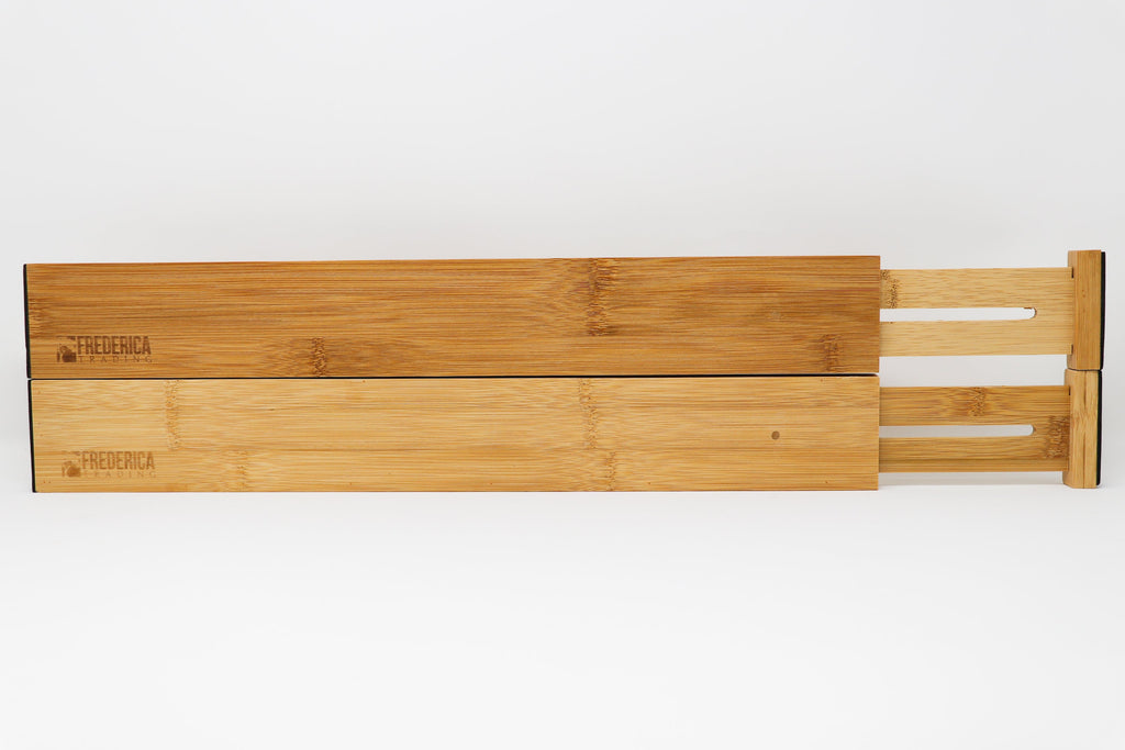 Bamboo Adjustable & Stackable Spring-Loaded Drawer Organizer