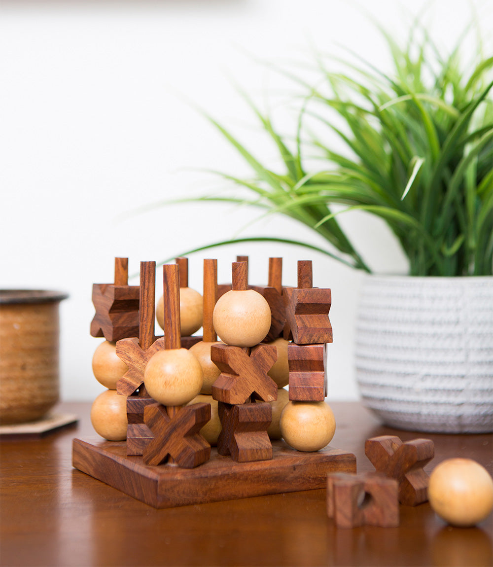 3D Tic-Tac-Toe Game Set (Handcrafted Wood)