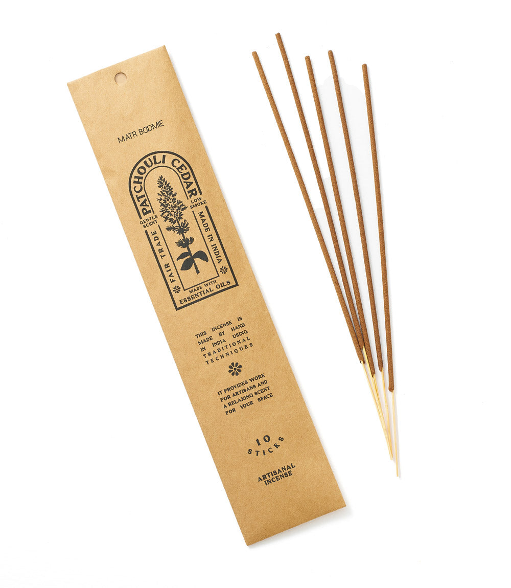 Patchouli Cedar Incense (10 sticks - Low smoke)