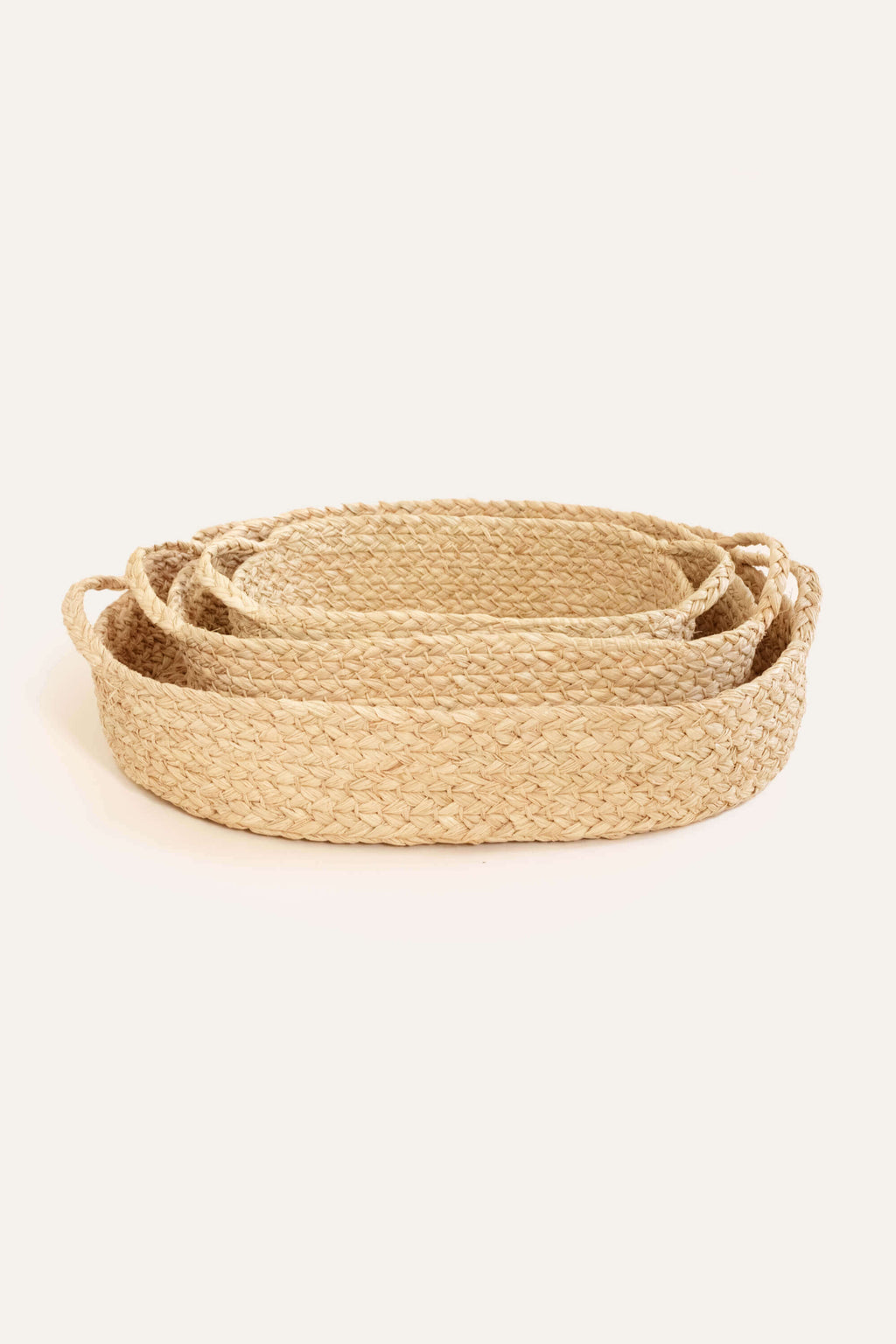Nesting Braided Raffia Trays (Set of 3)
