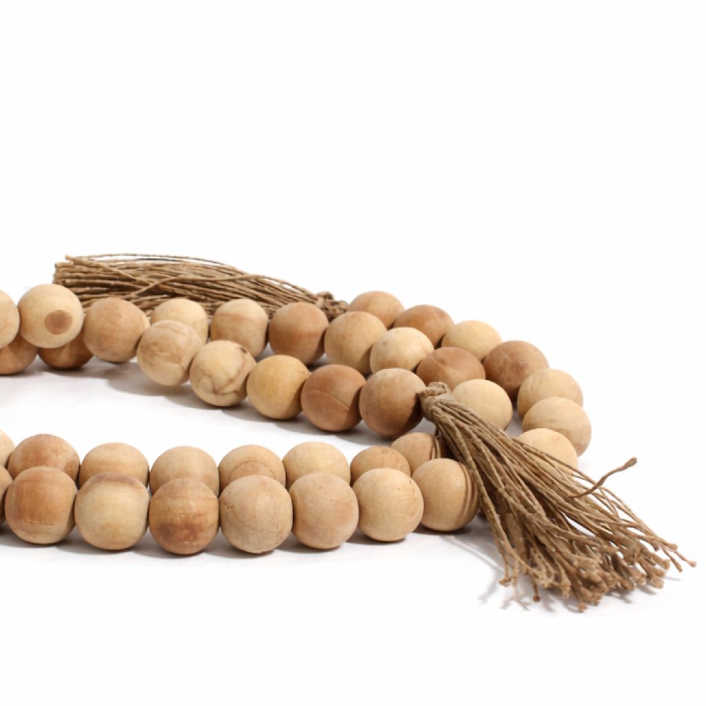 Farmhouse Wooden Beads with Jute Tassels