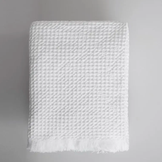 Organic Belgian Waffle Hand Towels - White