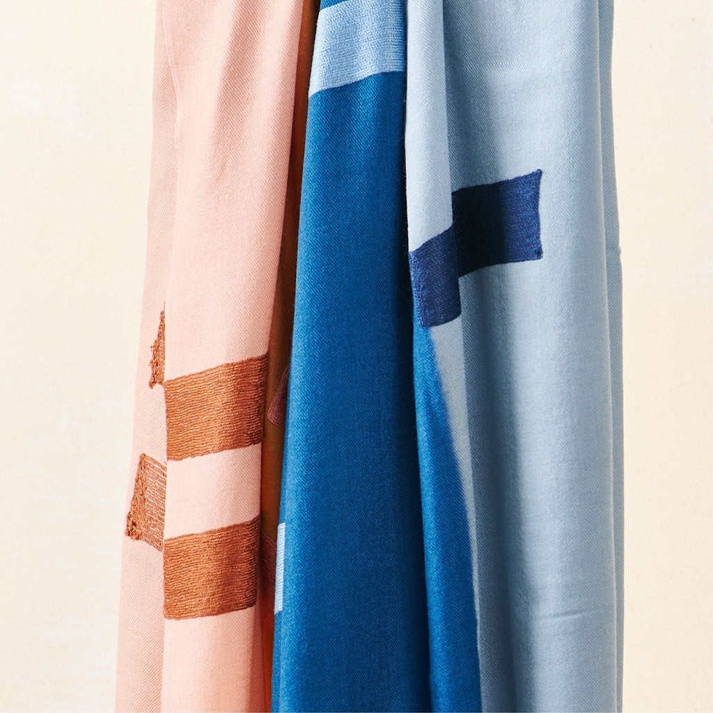 Canyon Hand Embroidered Hand Woven Merino Silk Soft Scarf
