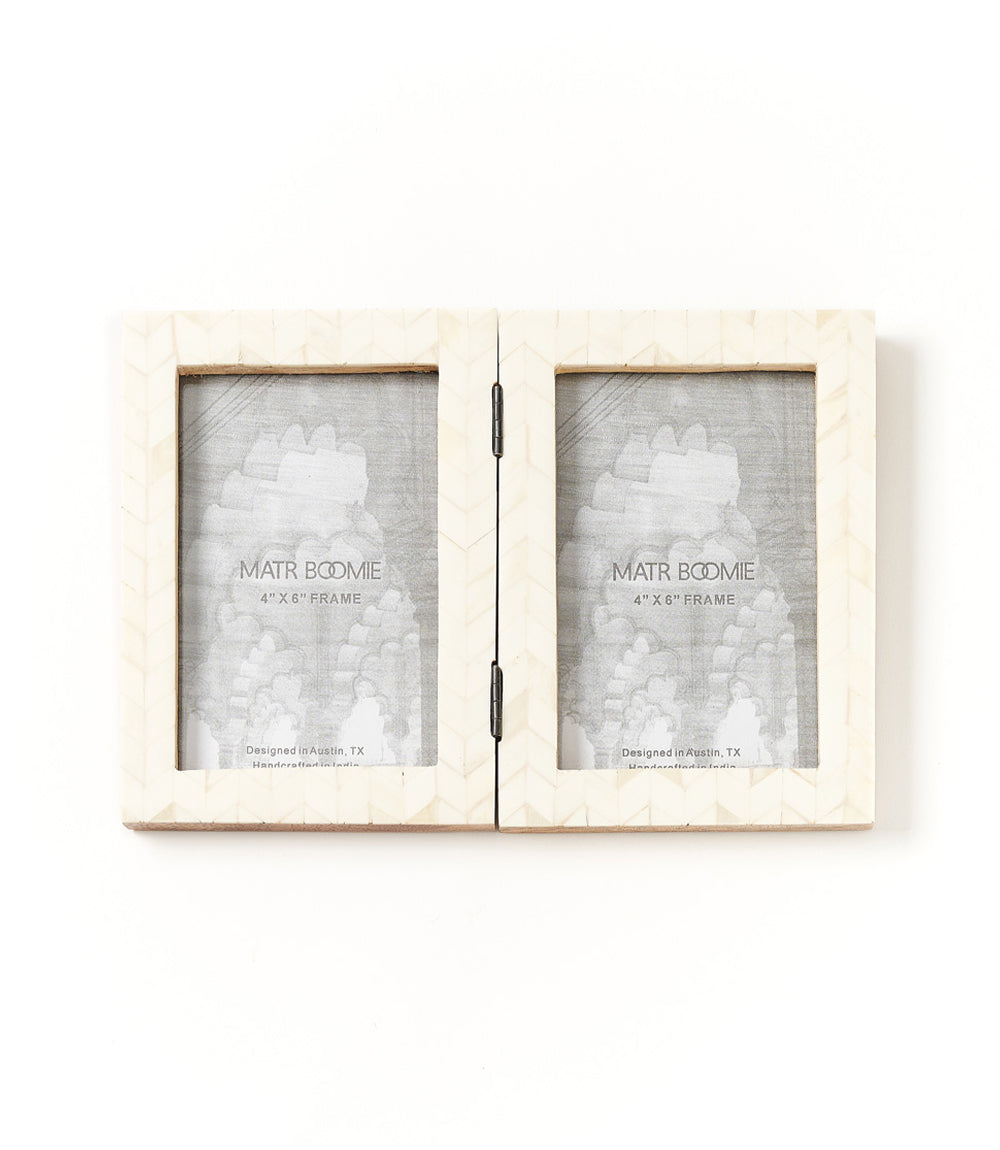 Artemis Double Handcrafted Bone Picture Frame (4x6)