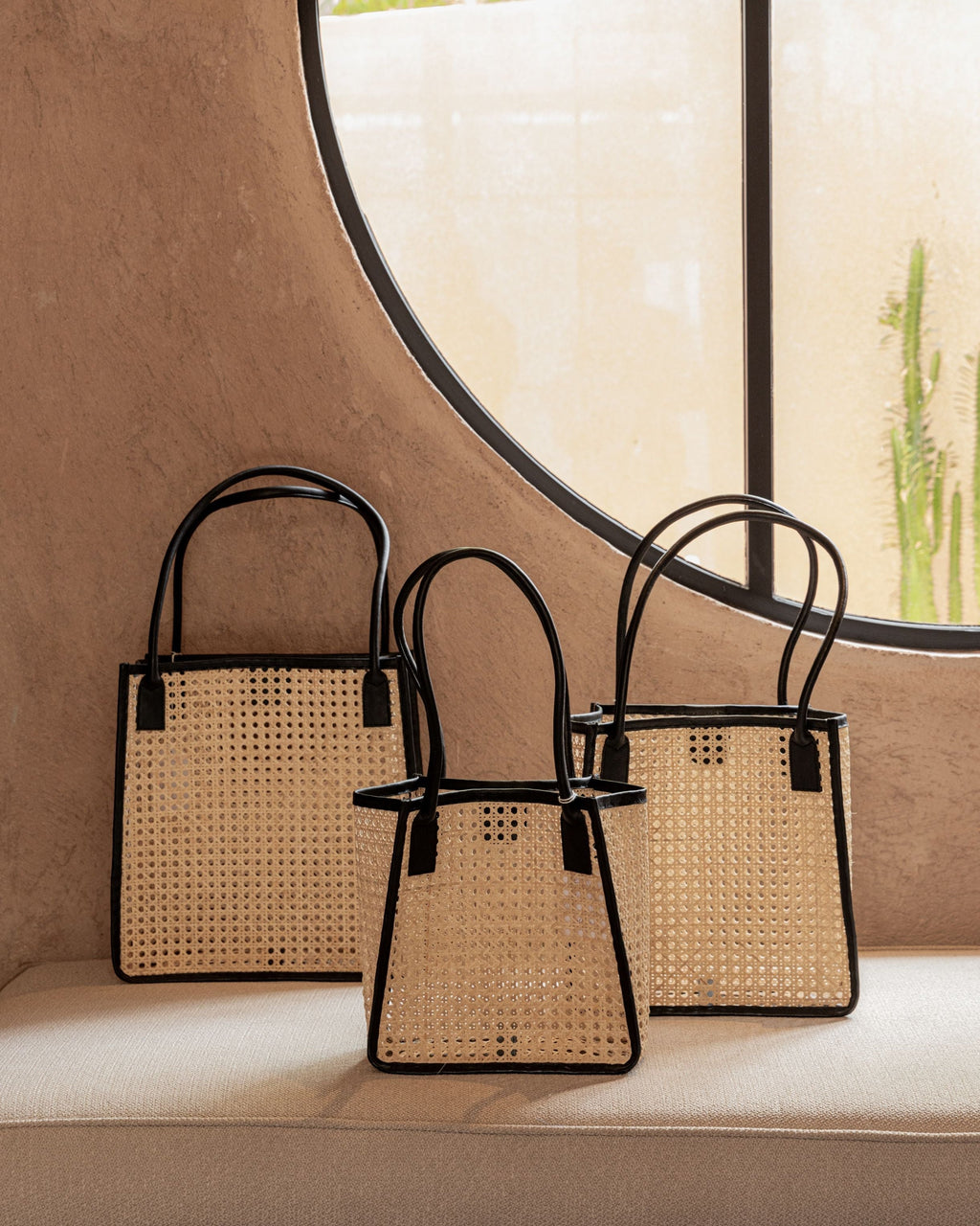 Citra Leather and Rattan Tote Bag