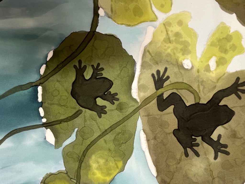 Hand-Dyed Silk Wall Hanging  - Pond Life (Large)