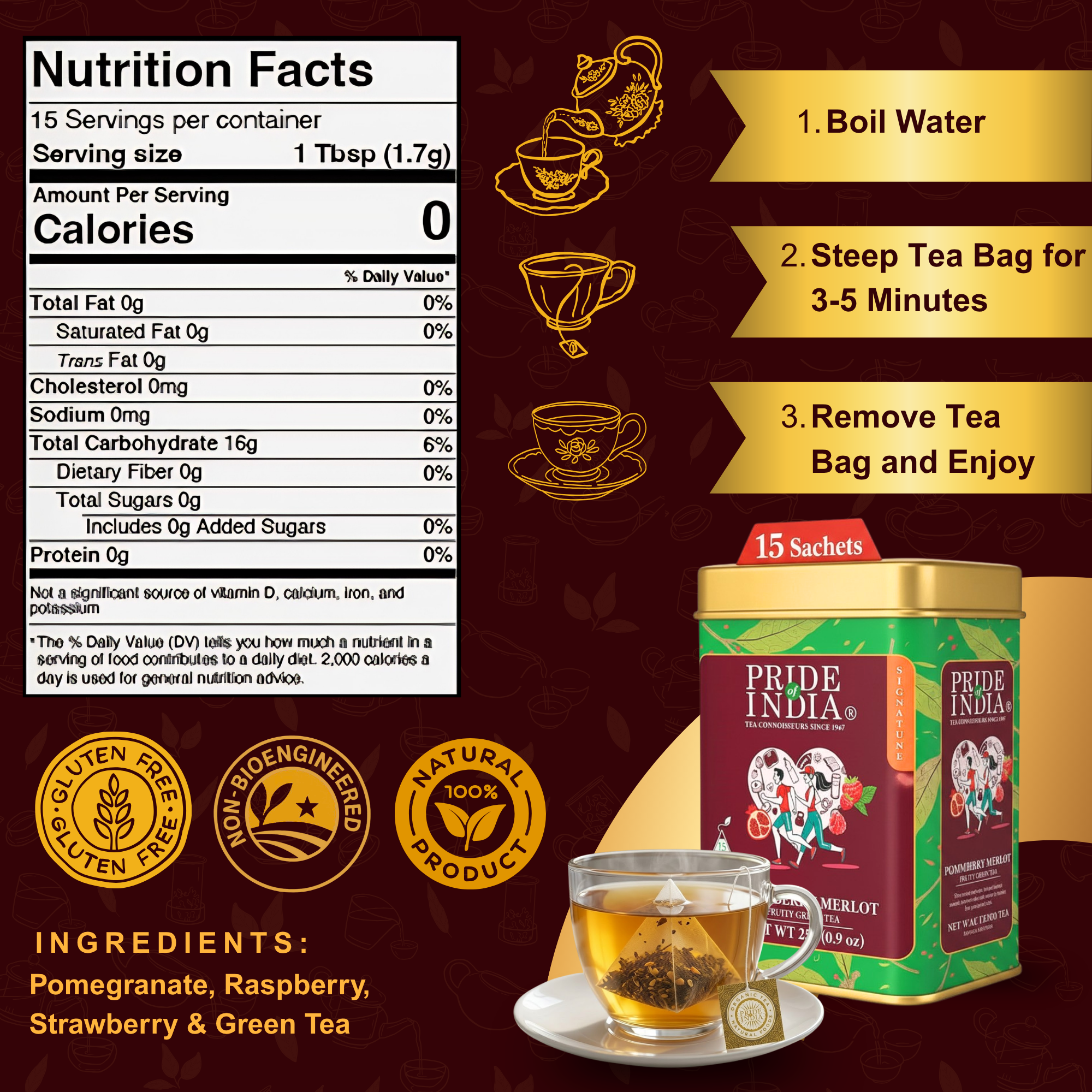 PommBerry Merlot Fruity Green Tea Bags