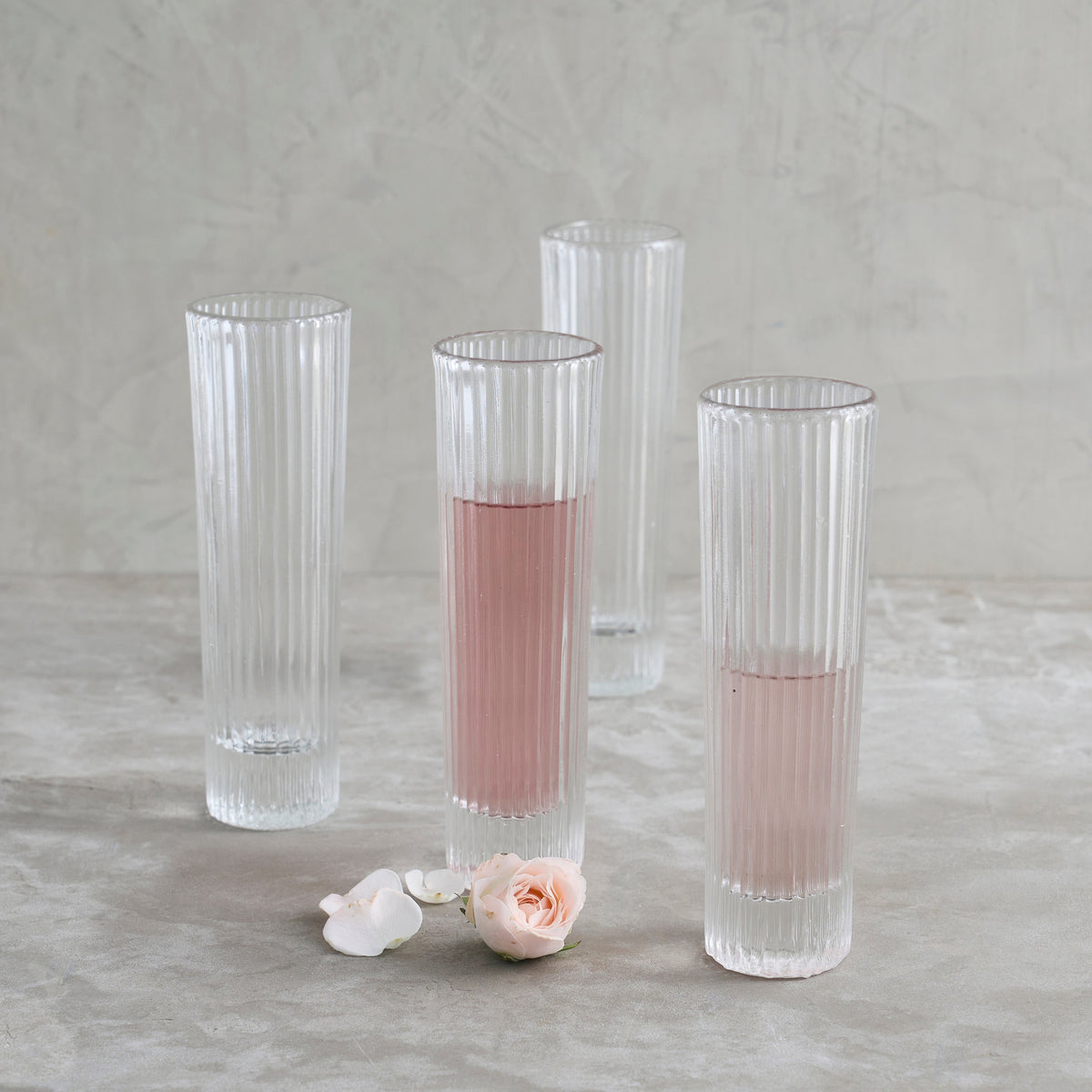 Pressed Clear Champagne Glasses (Set of 4)