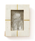 Sammita Carved Marble Brass Inlay White Picture Frame (4x6)