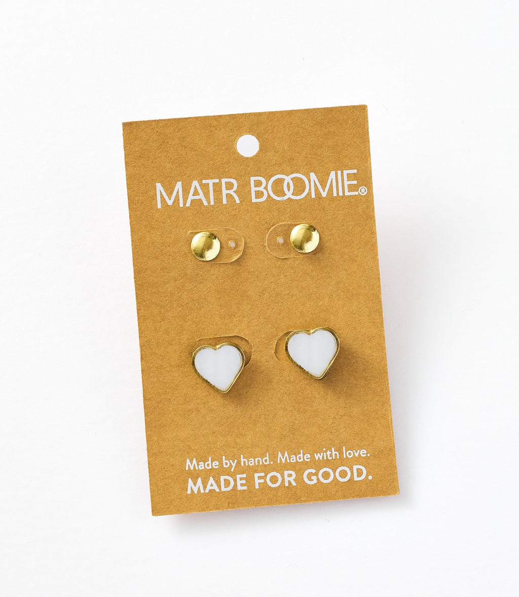 Rajani Heart Mother of Pearl Earring Set (Set of 2)