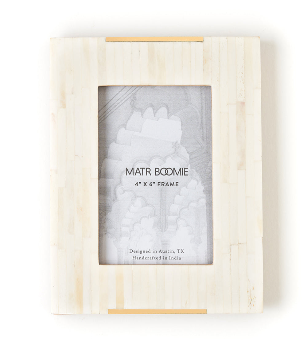 Mukhendu Carved Bone with Brass Accent Picture Frame (4x6)