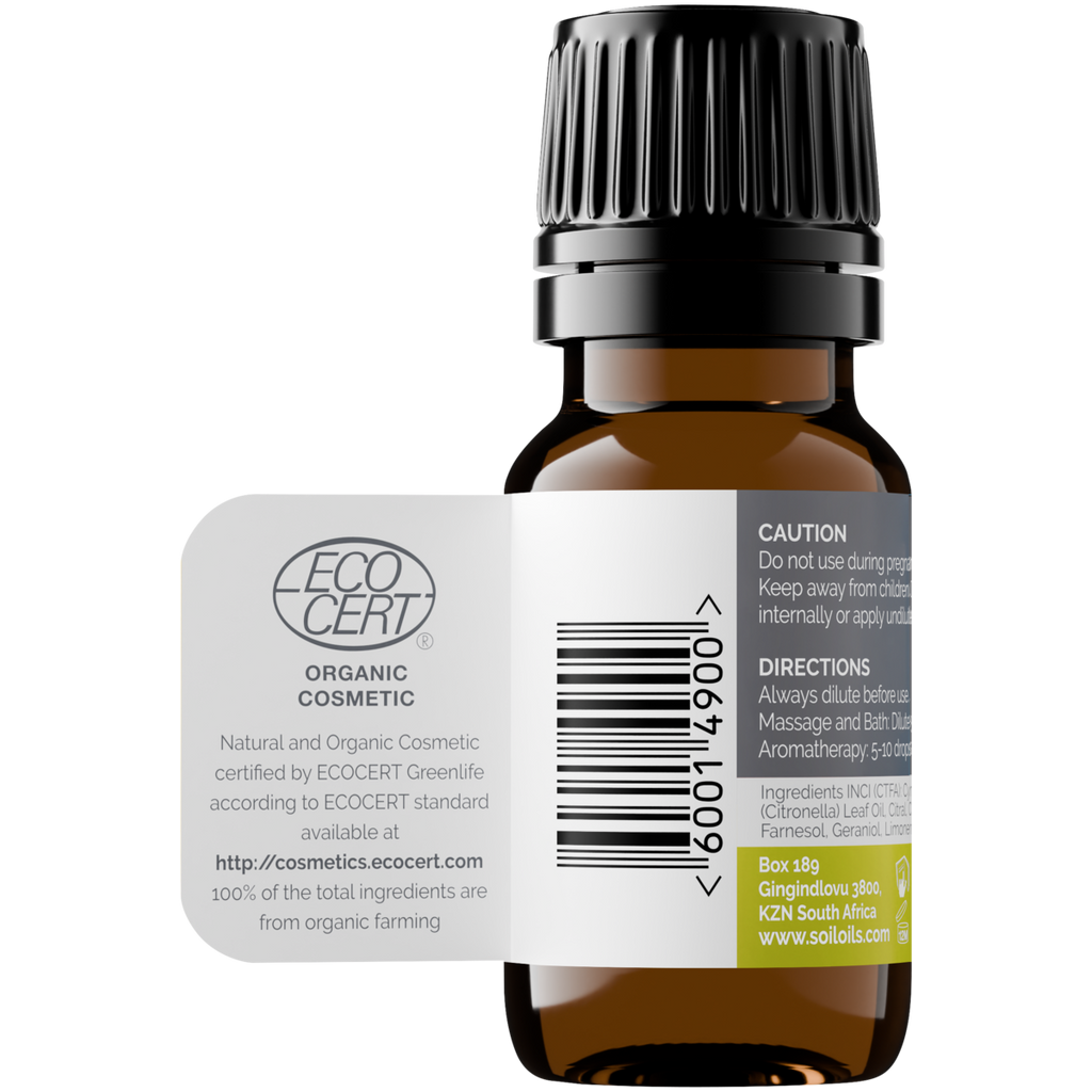 Organic Citronella Essential Oil (Cymbopogon Nardus) 10ml