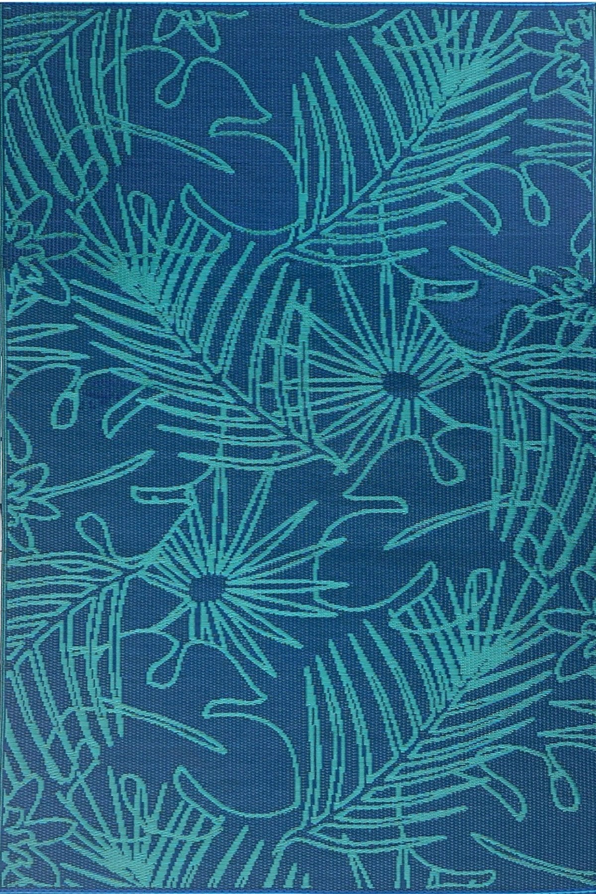 Palm Leaf Deep Turquoise Rug
