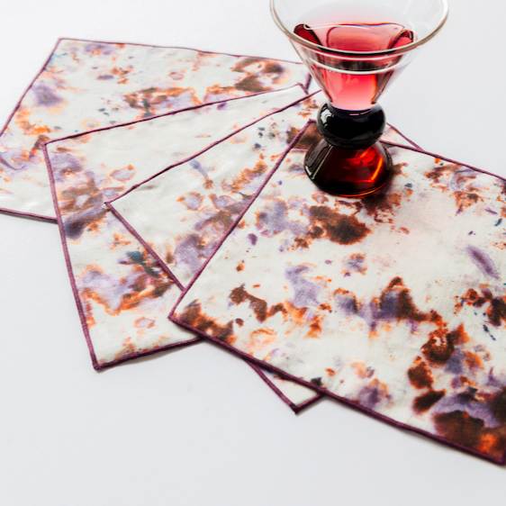 Rose Marble Cocktail Napkin Set (Set of 4)