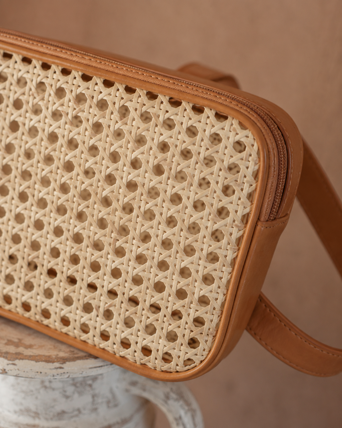 Vera Leather and Cane Belt Bag