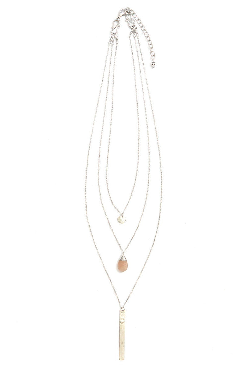 Triple Strand Multi-Way Pendant Necklace - Silver