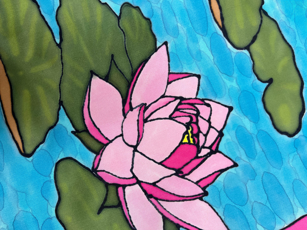 Hand-Dyed Silk Wall Hanging  - Waterlily Zen