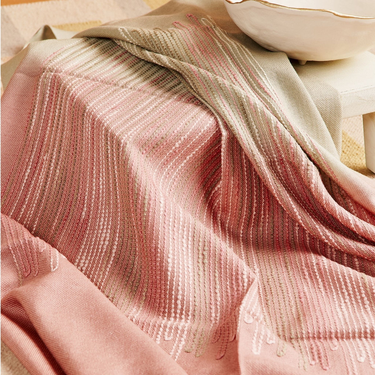 Chive Pink Green Ombre Handloom Merino Throw
