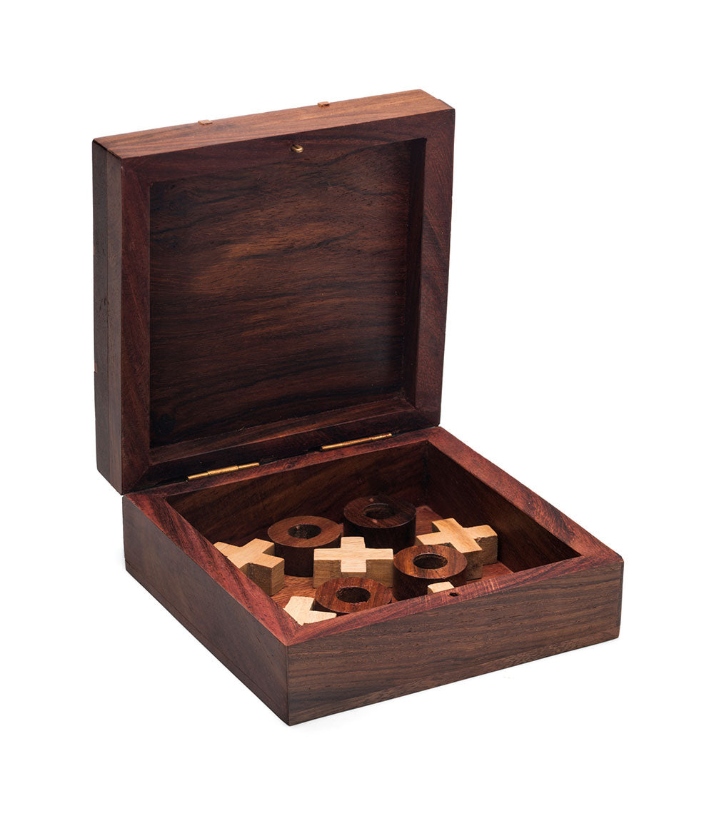 Tic-Tac-Toe Travel Game Set - Handcrafted Wood
