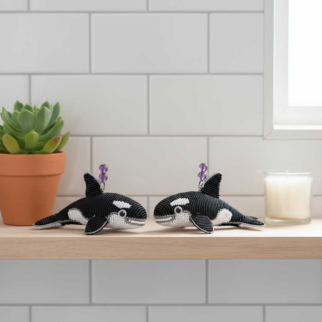 Orca Baby Beaded Figurine (Set of 2)