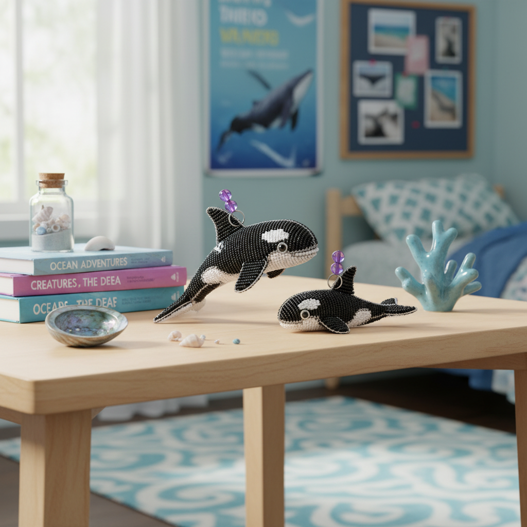 Orca Baby Beaded Figurine (Set of 2)