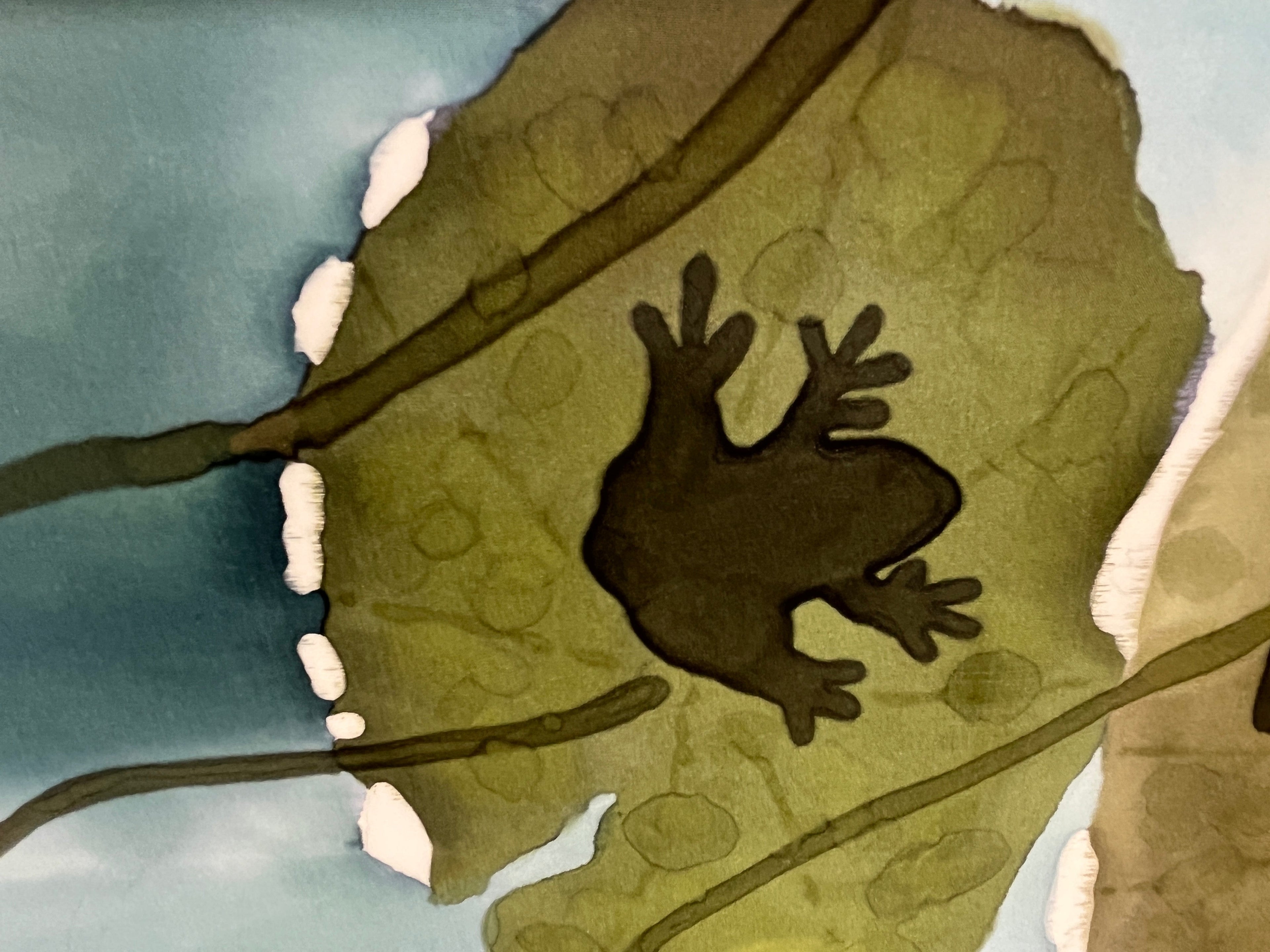 Hand-Dyed Silk Wall Hanging  - Pond Life (small)