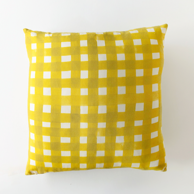 Yellow Cross Hatch Pillow
