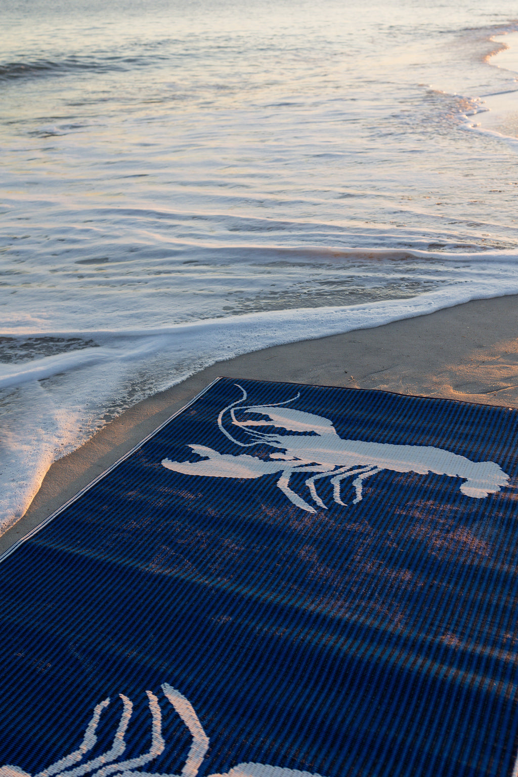 Double Lobster Blue & White Rug
