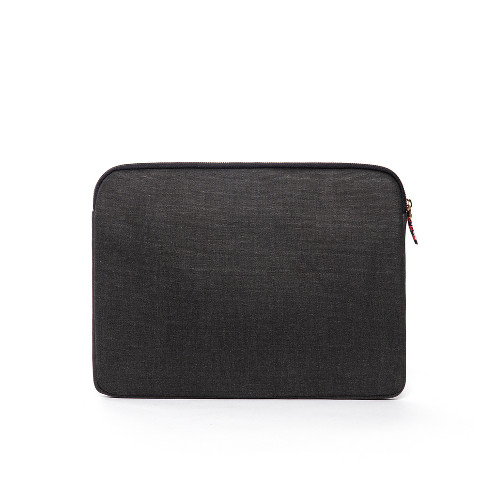 Zipped Patterned Black Canvas Laptop Case for 13" & 14"