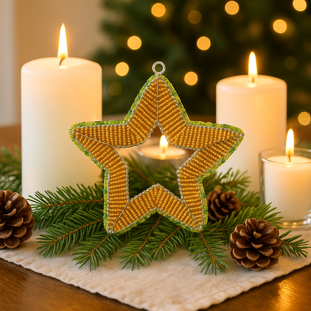 Assorted Handmade Beaded Star Ornament (Set of 3)