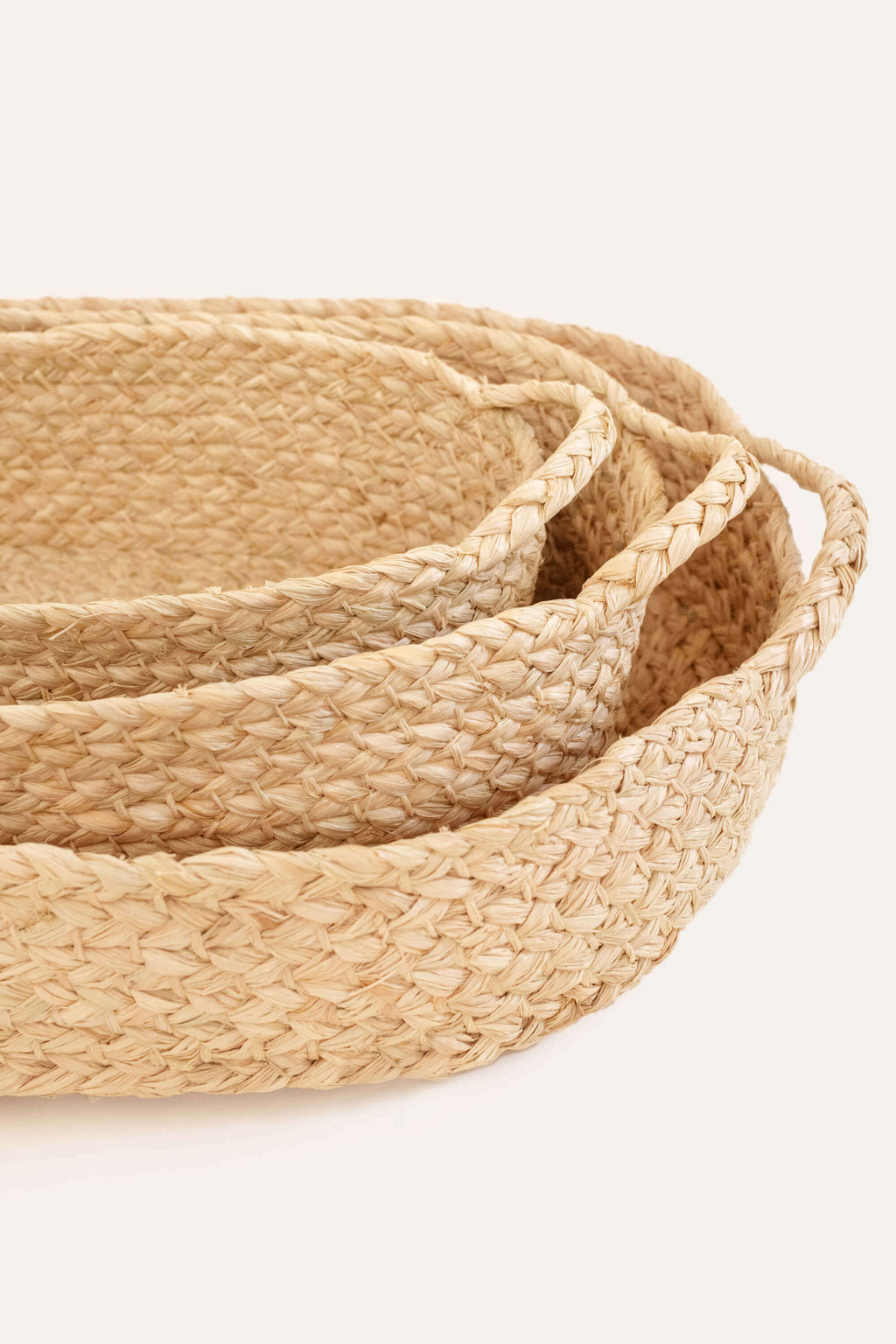Nesting Braided Raffia Trays (Set of 3)