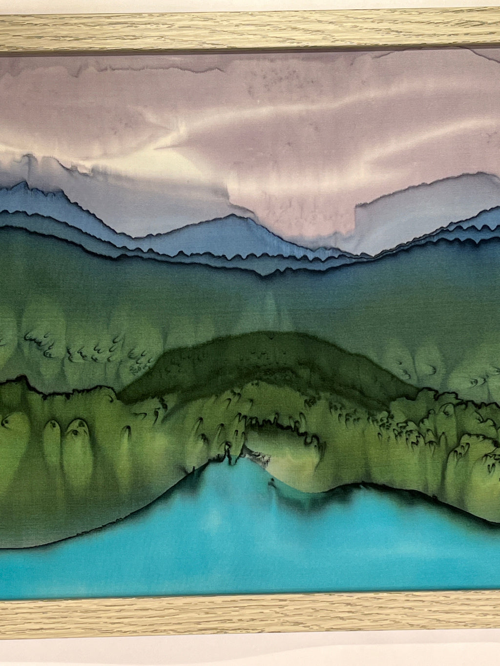 Hand-Dyed Silk Wall Hanging  - Stormy Day at the Lake
