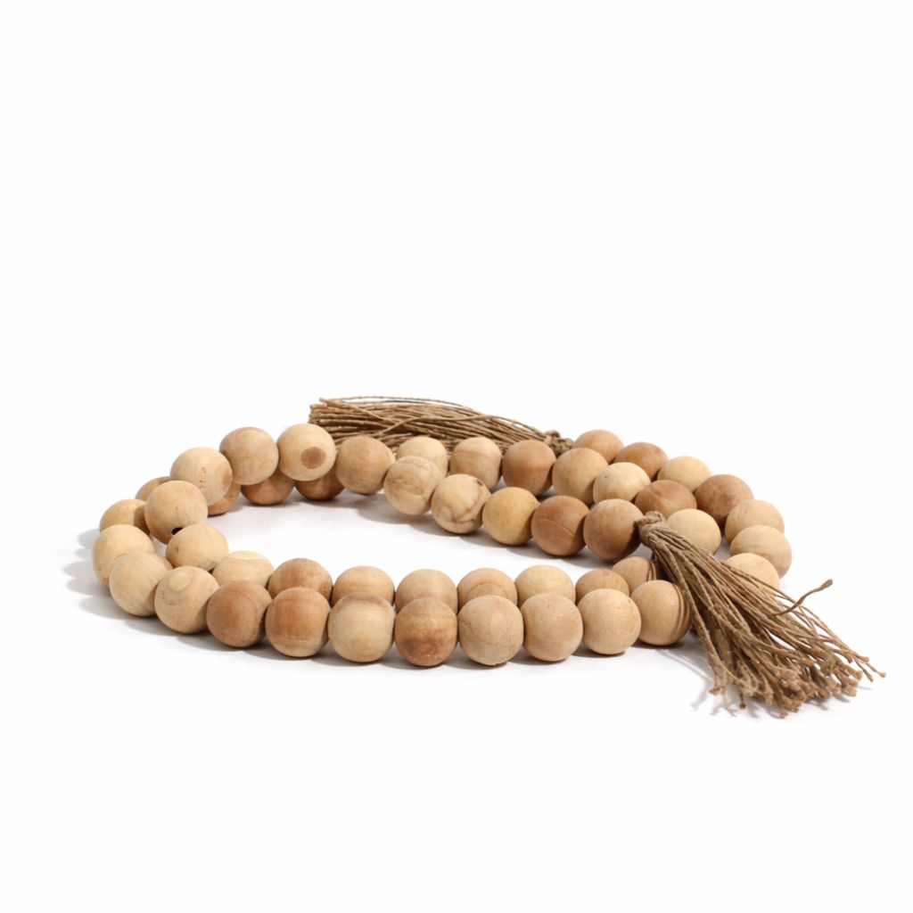 Farmhouse Wooden Beads with Jute Tassels