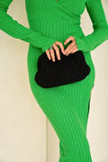 Cali Top Handle Knit Clutch (Black)