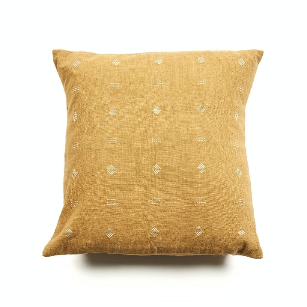 Nira Ochre Hand Spun Organic Cotton Handloom Pillow Cover