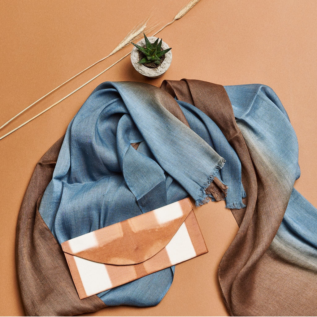 Melo Gold Mulberry Silk Shibori Hand Crafted Envelope Pouch