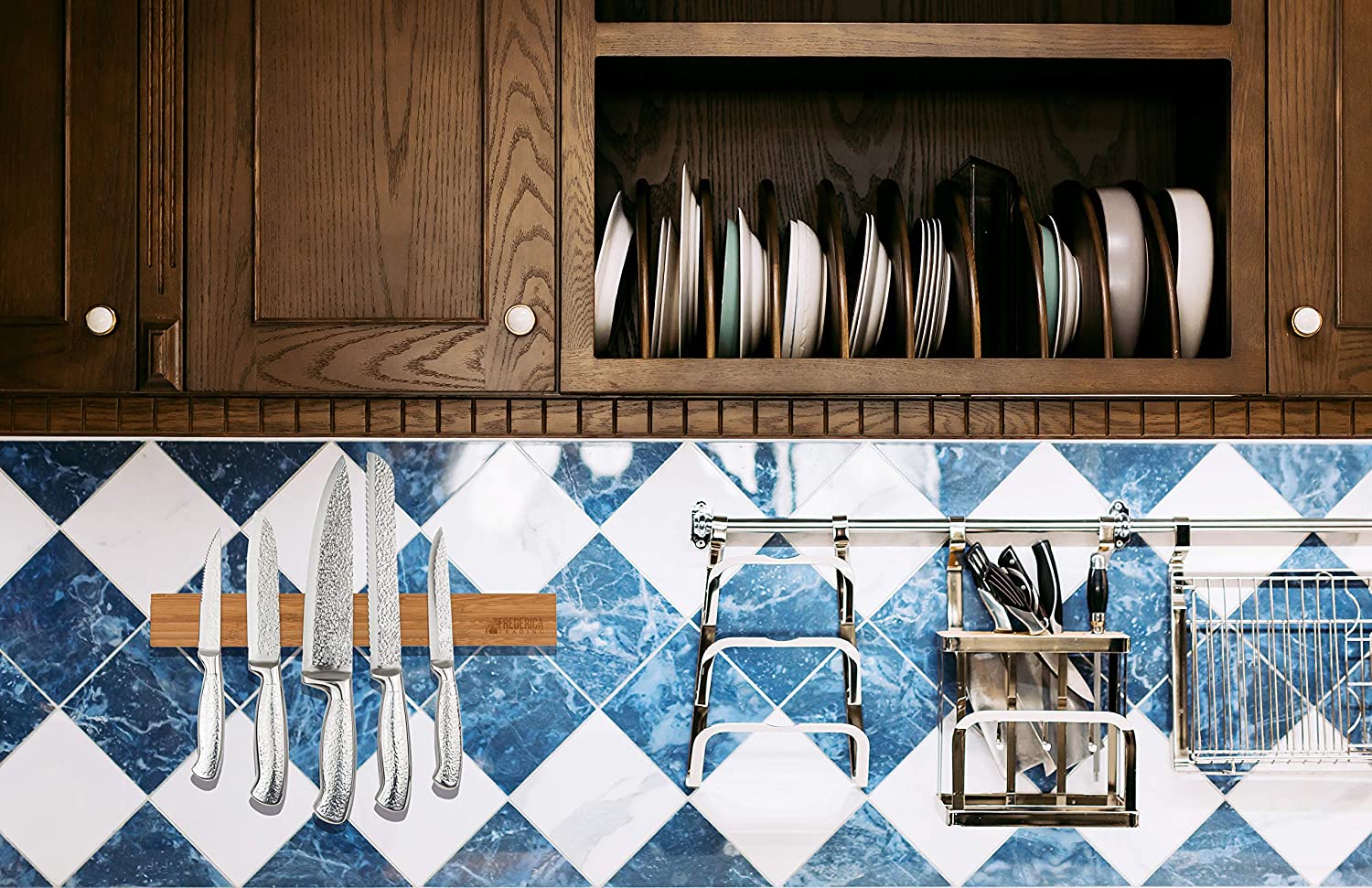 Bamboo Magnetic Knife Strip Holder | Ideal for Knives, Utensils, Cutlery, Scissors & Tools